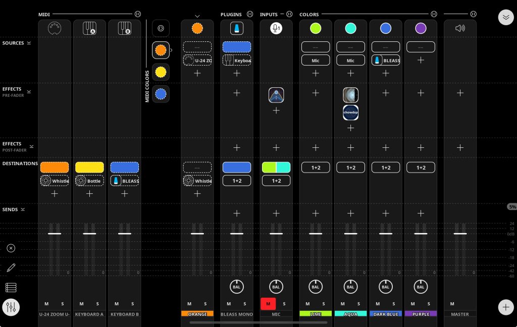 Loopy Pro Mixer in Extended mode