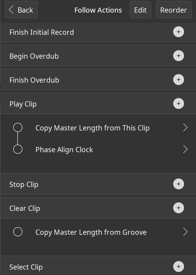 Follow Actions panel with action examples