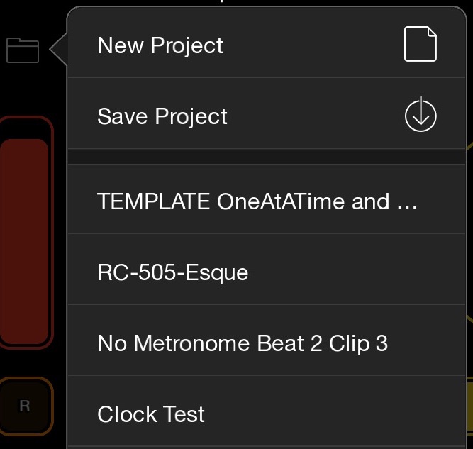 Recent Projects list screen capture