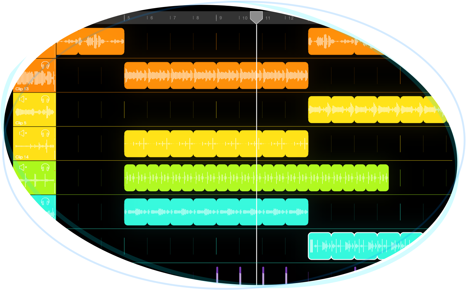 Loopy Pro screenshot showing multi-track sequencer view